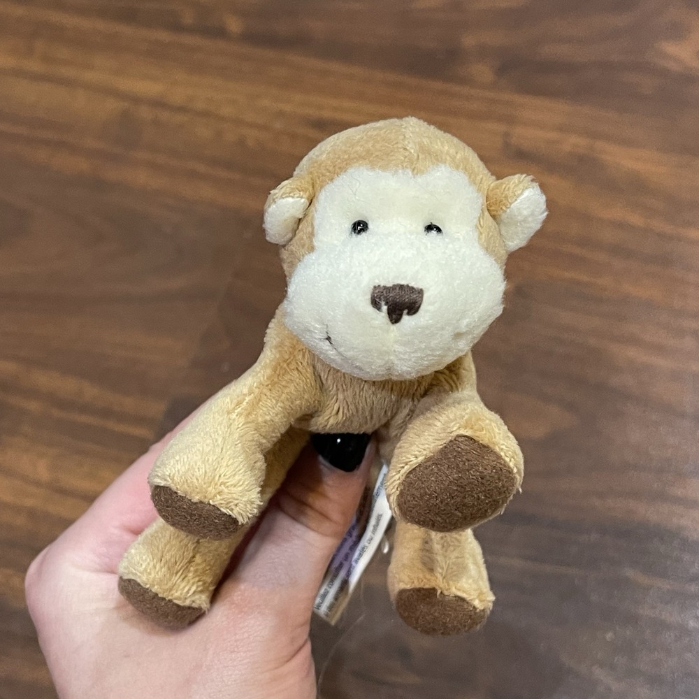 Rare Ganz‎ Brown Monkey Miniature Magnet Mates Stuffed Animal Plush Toy 4" HTF